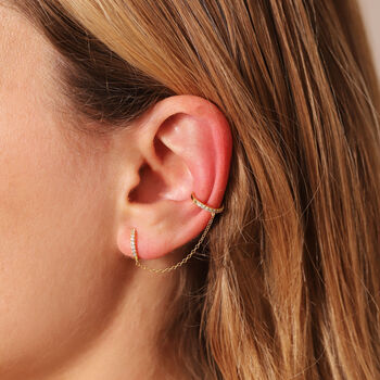 Chain Link Ear Cuff Single Huggie Earring, 4 of 4