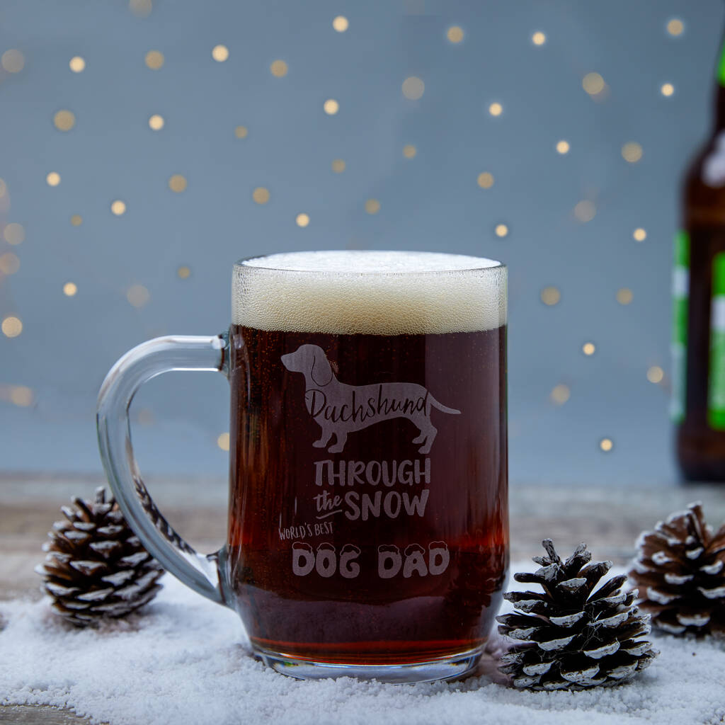 Personalised 'Best Dog Dad' Christmas Beer Glass, 1 of 4