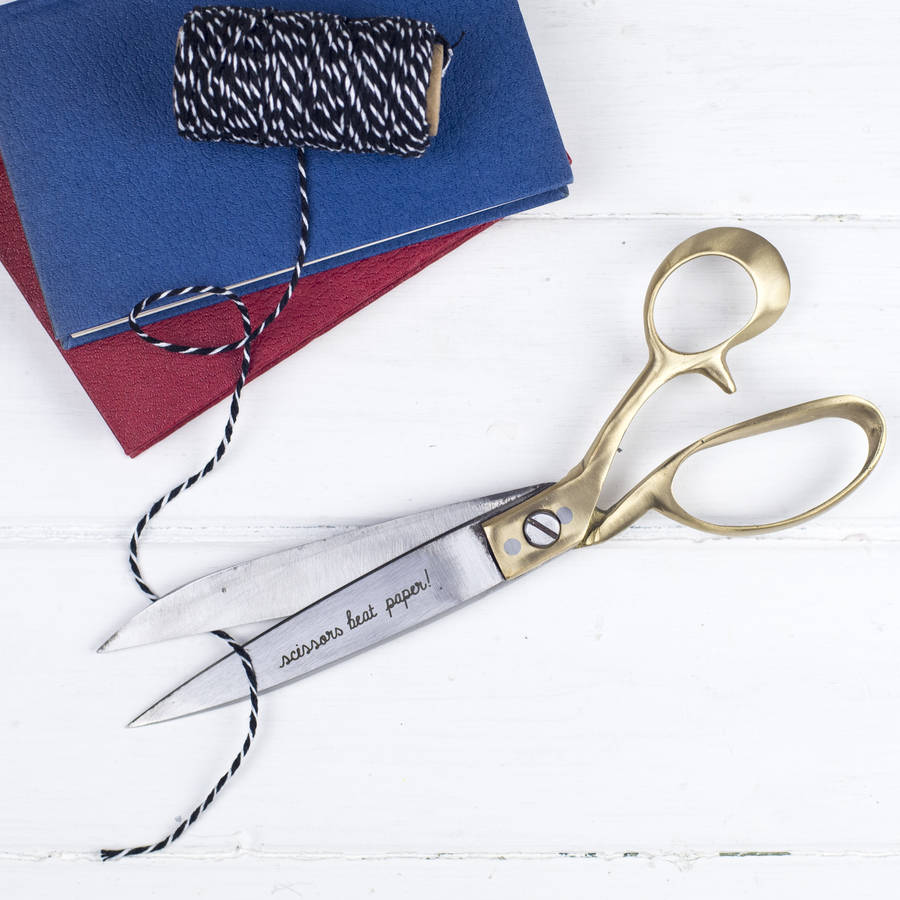 Personalised Engraved Medium Or Large Brass Scissors By Signs For Life