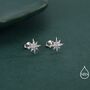 Sparkly Cz Starburst Stud Earrings In Sterling Silver, thumbnail 2 of 12