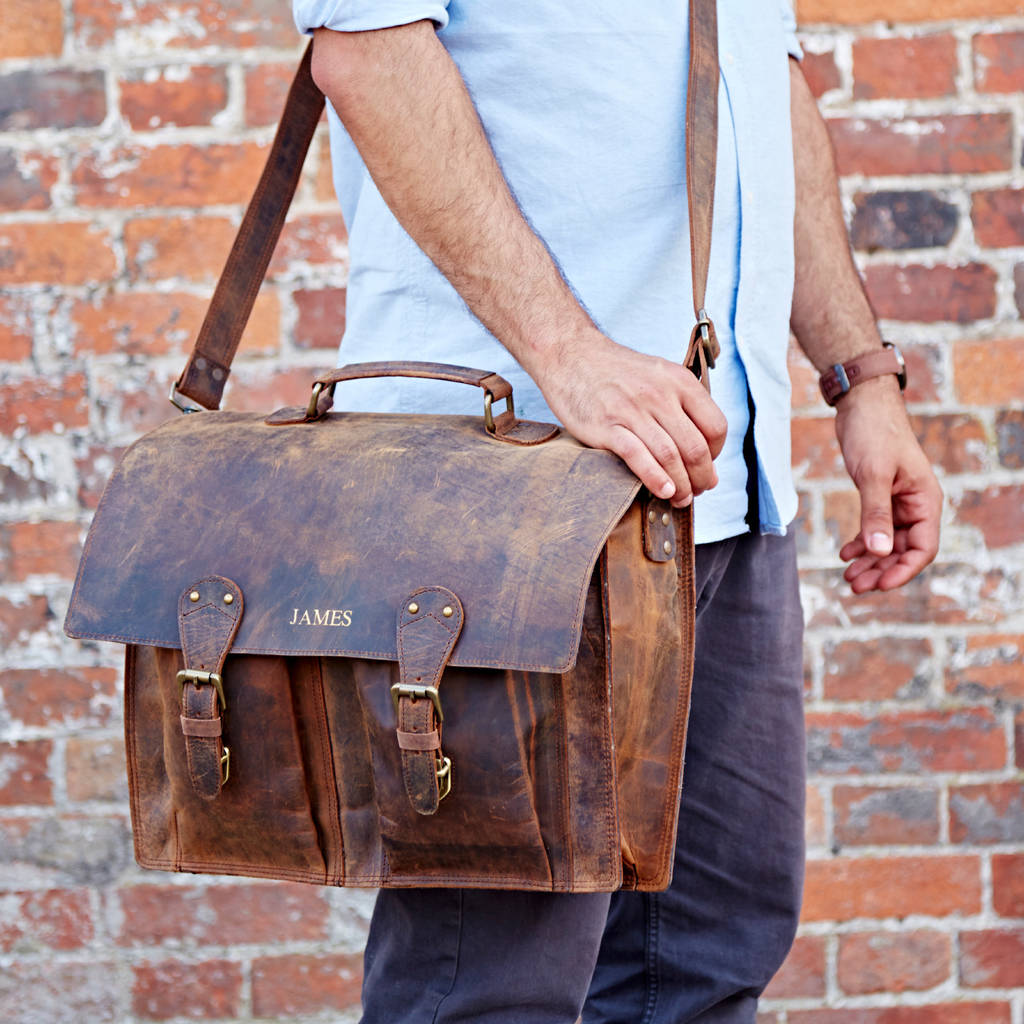 Personalised Handmade Buffalo Leather Briefcase, 1 of 10