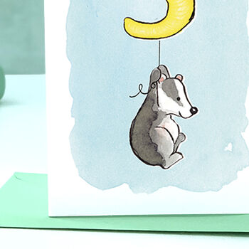 Badger Third Birthday Card, 2 of 8