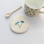 Handmade Ceramic Coasters With Blue Flowers, thumbnail 3 of 4