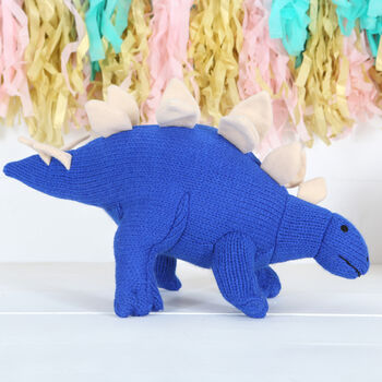 Blue Knitted Stegosaurus Dinosaur Soft Toy, 2 of 4