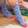 Women's Bamboo Socks Lilac Cows, thumbnail 1 of 5