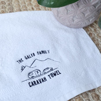 Embroidered Caravan Hand Towel, 2 of 4