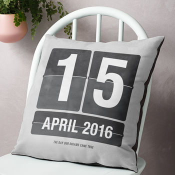 Special Date Flip Calendar Personalised Cushion, 2 of 7