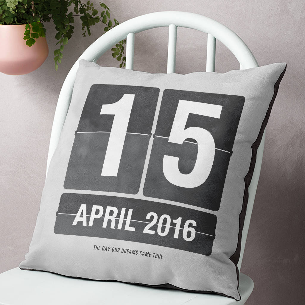 Special Date Flip Calendar Personalised Cushion By The Drifting Bear Co ...
