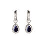 September Birthstone Sapphire Sterling Silver Huggie Hoop Earrings, thumbnail 2 of 11