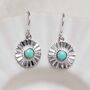 Sterling Silver Gemstone Sun Disc Dangly Earrings, thumbnail 2 of 10