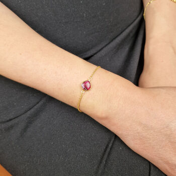 18ct Gold Plated Red Garnet Adjustable Bracelet, 2 of 5