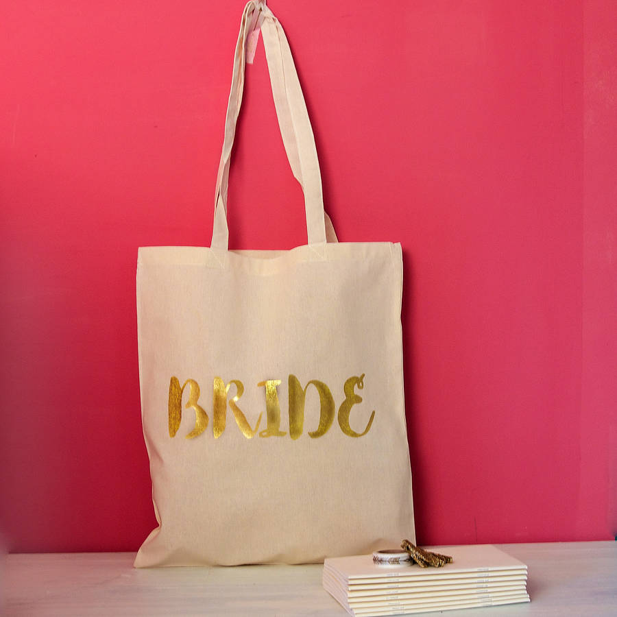 metallic wedding party tote bag by snapdragon | notonthehighstreet.com