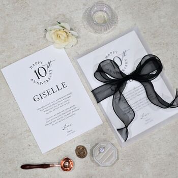 Personalised 10th Wedding Anniversary Card For Him Her Luxury Gift Handmade, 6 of 9