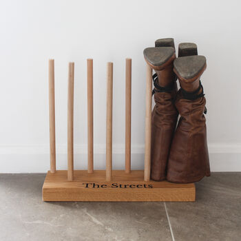 Engraved Wooden Floor Boot Rack, 2 of 12