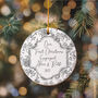 Our First Engaged Christmas Personalised Black Floral Tree Ornament, thumbnail 1 of 4