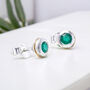 Simple Molten Sterling Silver Emerald Stud Earrings, thumbnail 3 of 8