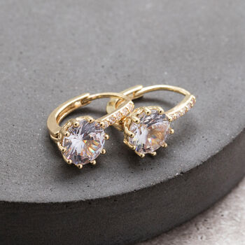 Silver Plated Crystal Drop Huggie Statement Earrings, 3 of 6