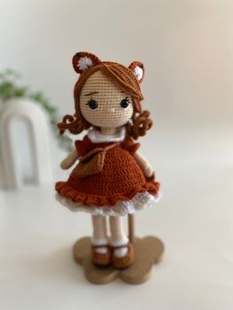 Handmade Crochet Fox Doll For Kids, 3 of 10