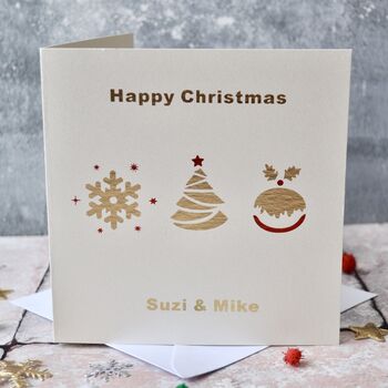 Personalised Christmas Tree Gold Foil Card, 2 of 3