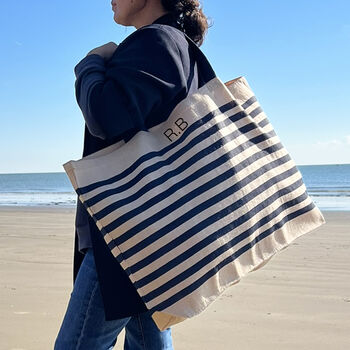 Personalised Initials Stripe Beach And Shopping Bag, 2 of 7