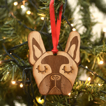 French Bulldog Dog Wooden Christmas Decoration, 2 of 7
