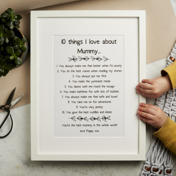 Personalised Ten Things I Love About Mummy Print, 6 of 6