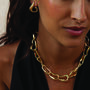 Wave Link Statement Gold Chain Necklace In 18 K Gold Plate, thumbnail 4 of 6