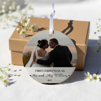 Personalised “First Christmas Married” Ceramic Bauble, 7 of 8