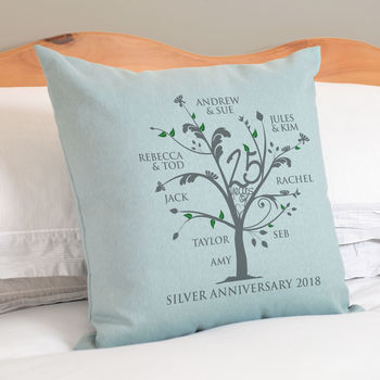 Personalised Silver Anniversary Family Tree Cushion, 4 of 5