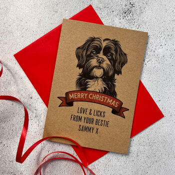 Personalised Shih Tzu Dog Portrait Christmas Card, 2 of 2