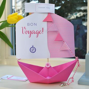 'Bon Voyage' Paper Sail Boat Card, 2 of 10