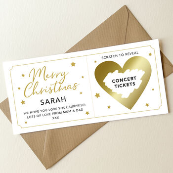 Personalised Christmas Surprise Scratch Card: Gold / Red Heart Design, 4 of 12