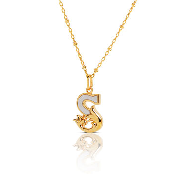 Gold Plated S Initial Necklace With Mother Of Pearl, 2 of 6