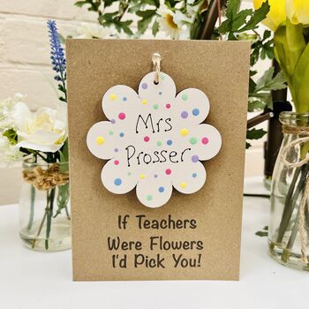 Personalised Teacher Thank You Wooden Flower Card, 7 of 7