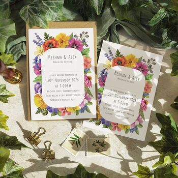 Colourful Flowers A6 Wedding Invitation Suite, 2 of 6