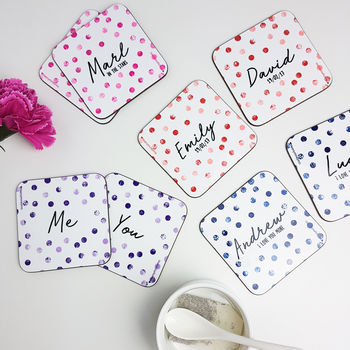 Personalised Dotty Coasters Pair, 7 of 8