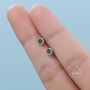 Sterling Silver Green Cz Bezel Internally Threaded Flat Back Earrings, thumbnail 6 of 10
