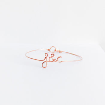 'You And Me' Initials 14k Rose Gold Filled Bangle, 4 of 8