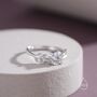 Sterling Silver Moissanite Stone And Leaf Ring, thumbnail 4 of 12