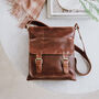 Brown Leather Crossbody Bag With Front Pocket, thumbnail 1 of 5