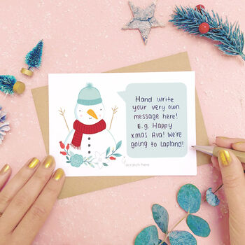 Personalised Snowman Scratch Card, 2 of 9