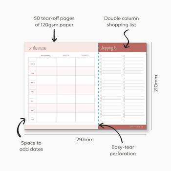 Weekly Meal Planner Pad With Tear Off Shopping List, 7 of 9