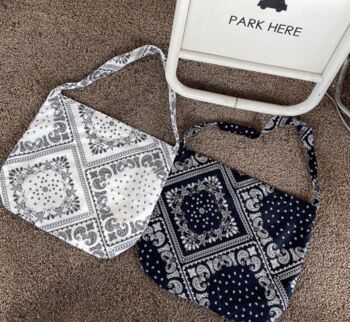 Black Paisley Lightweight Thin Cotton Tote Bag With Long Handles, 4 of 7