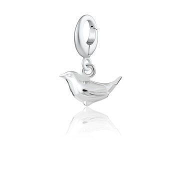 Sterling Silver Wren Bird Charm Necklace, 4 of 8