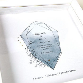 Framed 60th Anniversary Gift With Gemstone Design, 2 of 4