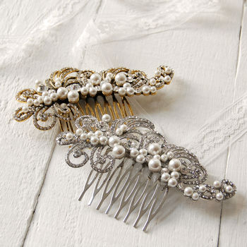 Pearl Filigree Wedding Hair Comb, 7 of 8