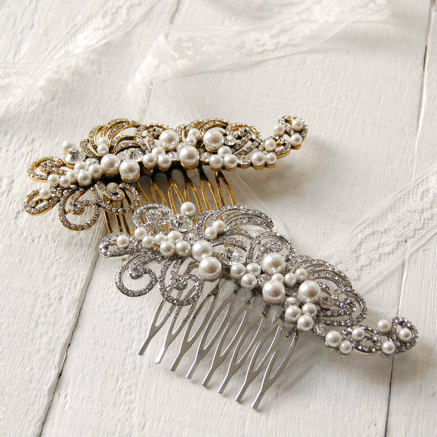 Pearl Filigree Wedding Hair Comb By Highland Angel