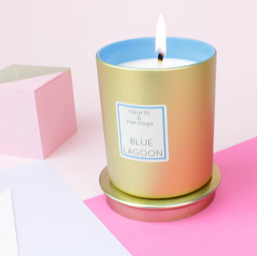 Blue Lagoon Tail Scented Candle Gift By Hearth Heritage Blue Lagoon Tail Scented Candle Gift