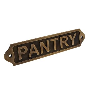 Solid Brass Pantry Plaque With Antique Finish, 4 of 5