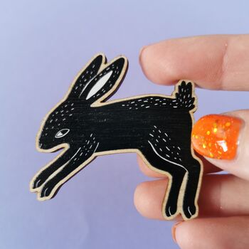 Black Rabbit Wooden Necklace, 4 of 8